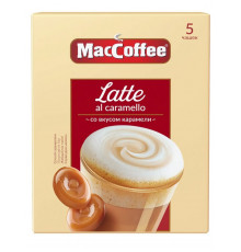 Напиток кофейный MACCOFFEE Latte со вкусом карамели растворимый 3в1, Россия, (5пак*22г)110г
