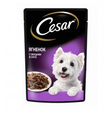 Корм консервированный для взрослых собак CESAR ягнёнок с овощами в соусе, для всех пород, полнорационный, Россия, 85г