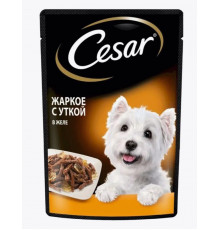 Корм консервированный для взрослых собак CESAR жаркое с уткой в желе, для всех пород, полнорационный, Россия, 85г