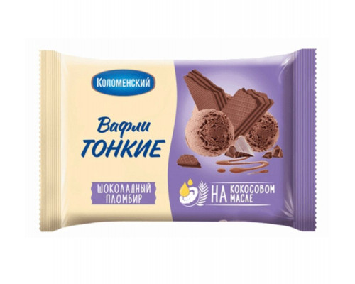 Вафли тонкие КОЛОМЕНСКИЙ Шоколадный пломбир, Россия, 100г
