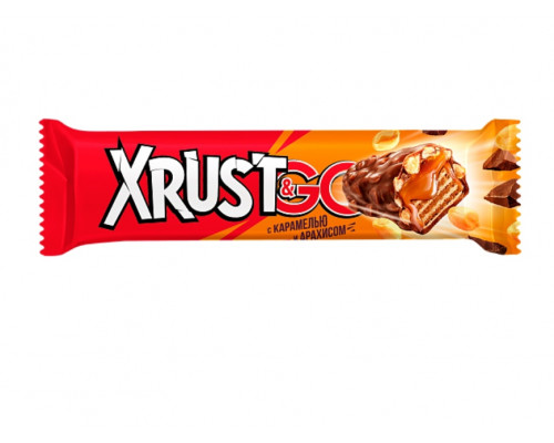 Батончик XRUST & GO конфета с арахисом и карамелью вафельная,покрытая молочным шоколадом, Россия, 34г