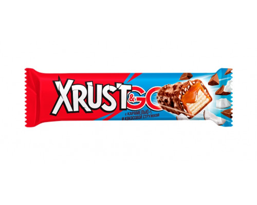 Батончик XRUST & GO конфета с кокосом и карамелью вафельная,покрытая молочным шоколадом, Россия, 34г