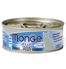 Корм консервированный для кошек MONGE Jelly желтоперый тунец с белой рыбой в желе, дополнительный, Тайланд, 80г