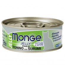 Корм консервированный для кошек MONGE Jelly желтоперый тунец с сурими в желе, дополнительный, Тайланд, 80г