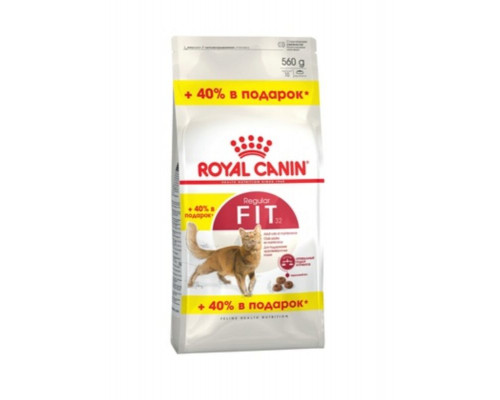 Корм сухой для взрослых кошек старше 1 года, для умеренно активных ROYAL CANIN Fit Regular, полнорационный, Россия, 560г
