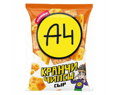 Кранчи-чипсы А4 Сыр Чеддер, Россия, 80г