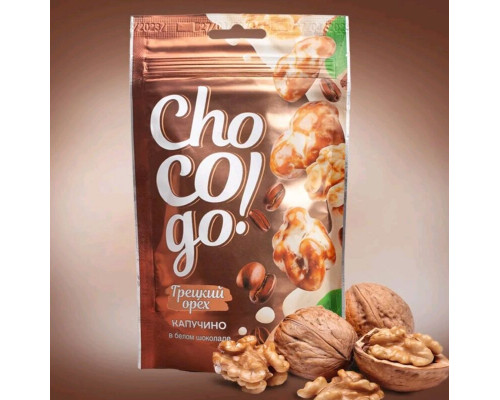 Грецкий орех CHO CO GO! Капучино в белом шоколаде, Россия, 100г