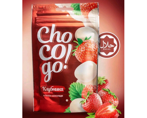 Клубника CHO CO GO! в белом шоколаде, Россия, 100г