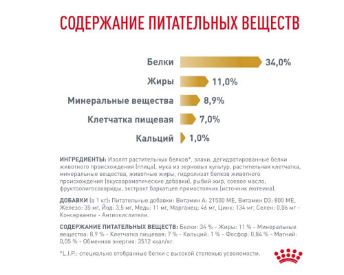 Корм сухой диетический для взрослых кошек, способствует растворению струвитных камней ROYAL CANIN Urinary S/O Moderate Calorie, полнорационный, Россия, 400г