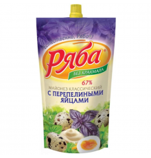 Майонез РЯБА Классический с перепелиными яйцами 67%, Россия, 350г