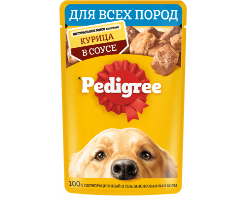 Корм консервированный для взрослых собак PEDIGREE 85г курица в соусе,для всех пород,полнорационный, Россия, 85г