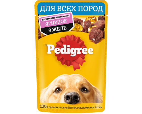 Корм консервированный для взрослых собак PEDIGREE 85г ягнёнок в желе, для всех пород, полнорационный, Россия, 85г