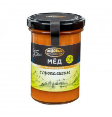 Мёд цветочный МЕДОВЫЙ КРАЙ с прополисом натуральный, Россия, 300г