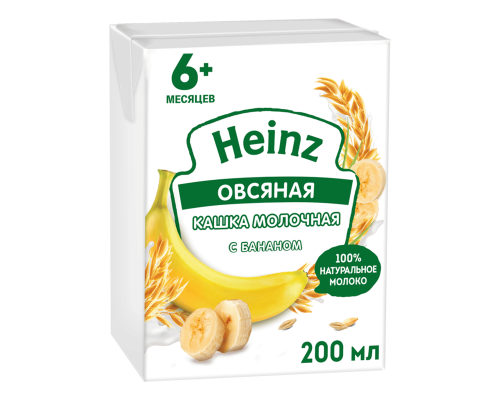 Кашка молочная HEINZ овсяная с бананом, с 6 месяцев, Россия, 0,2л