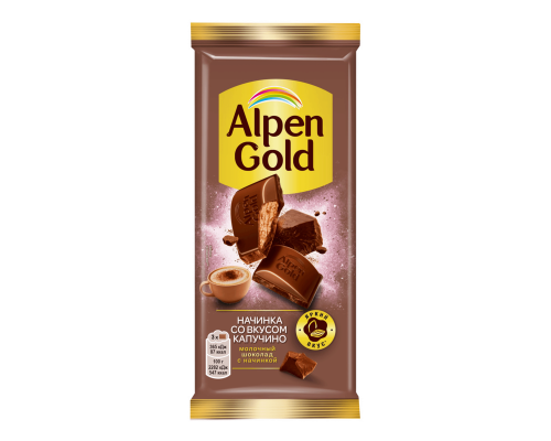 Шоколад ALPEN GOLD 80г молочный начинка со вкусом капучино, Россия, 80г