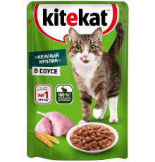 Корм консервированный для взрослых кошек KITEKAT Нежный кролик в соусе, Россия, 85г