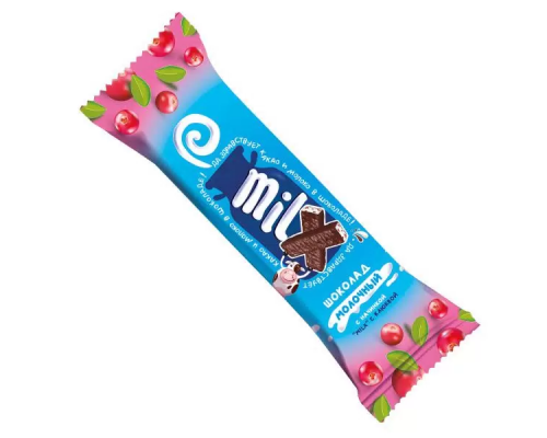 Шоколад молочный MILX с начинкой клюквой, Беларусь, 35г
