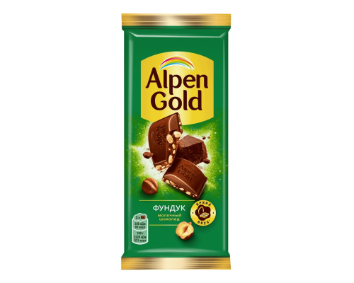 Шоколад ALPEN GOLD молочный с фундуком, Россия, 80г