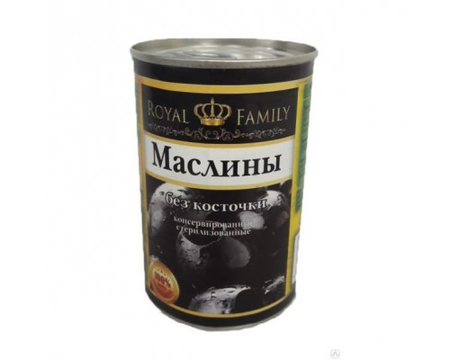 Маслины ROYAL FAMILY чёрные без косточки, Беларусь, 314мл/280г