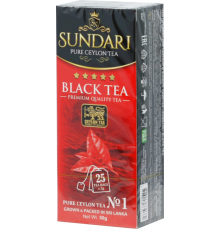 Чай черный SUNDARI Black Tea цейлонский в фильтр пакетах, Шри-Ланка, 50г (25*2г)