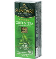 Чай зеленый SUNDARI Green Tea цейлонский в фильтр пакетах, Шри-Ланка, 50г (25*2г)