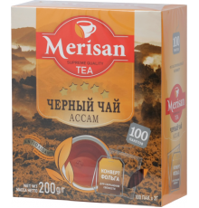 Чай черный MERISAN Ассам в фольгитированных пакетах, Россия, 200г (100*2г)