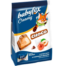 Конфета вафельная BABYFOX Creamy Choco с молочно-ореховой начинкой в молочном шоколаде, Россия, 100г