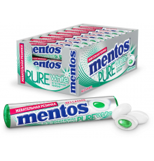 Жевательная резинка MENTOS Pure White со вкусом нежной мяты,15,5г