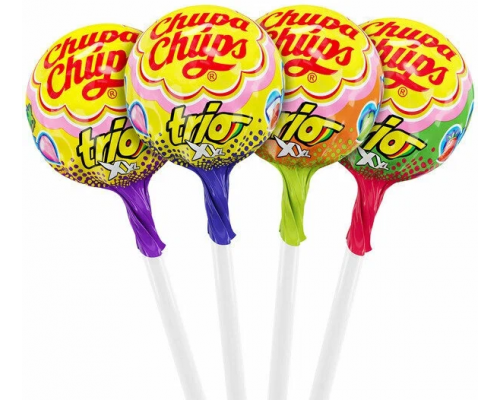 Карамель CHUPA CHUPS XXL Trio со вкусом яблоко, манго, персик с жевательной резинкой, Россия, 29г