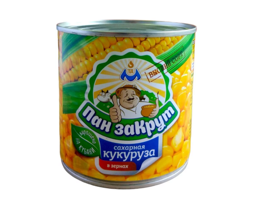 Кукуруза ПАН ЗАКРУТ сахарная в зернах, высший сорт, консервированная, Россия, 425мл