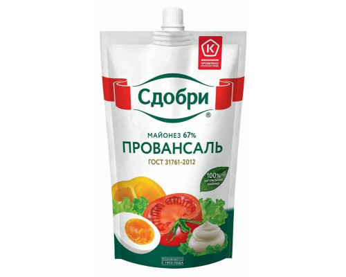 Майонез СДОБРИ Провансаль 67%, Россия, 350г