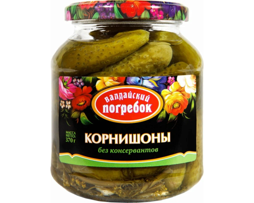Корнишоны ВАЛДАЙСКИЙ ПОГРЕБОК маринованные, Россия, 370г