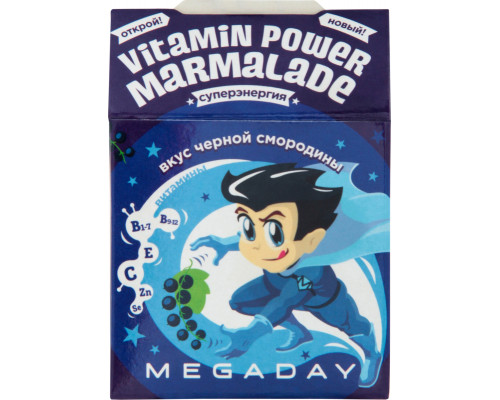 Мармелад жев.MEGADAY Клубника/Чёрнная смородина, Россия, 20г