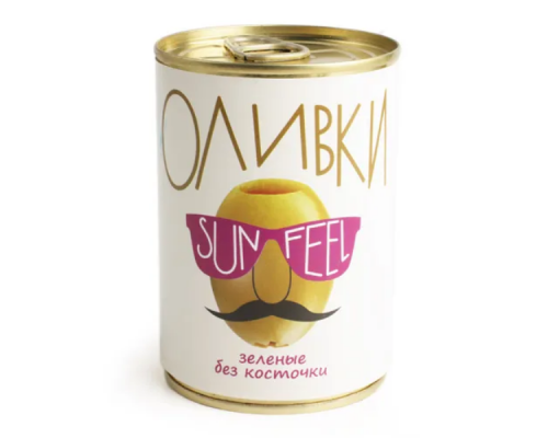 Оливки SUNFEEL зелёные без косточки, Испания, 280г/300мл