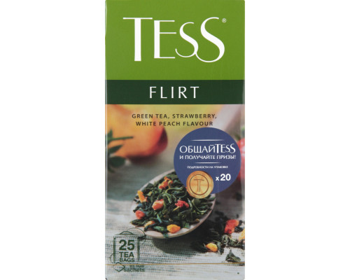 Чай TESS Flirt разовый, зеленый, байховый, Россия, 37,5 г (1.5 г*25) 