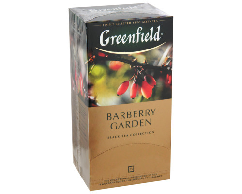 Чай GREENFIELD Barberry Garden разовый, чёрный, байховый, Россия, 37,5 г (1.5 г*25)