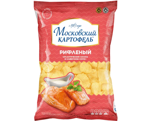 Картофель хрустящий МОСКОВСКИЙ КАРТОФЕЛЬ Атлантический лосось в сливочном соусе, м/у, Россия, 120г