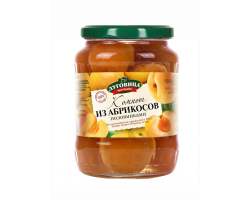 Компот ЛУГОВИЦА из абрикосов, стерилизованный, 680г/720мл 