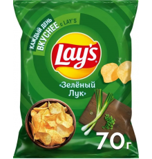 Чипсы картофельные LAY'S Зеленый лук, Россия, 70г