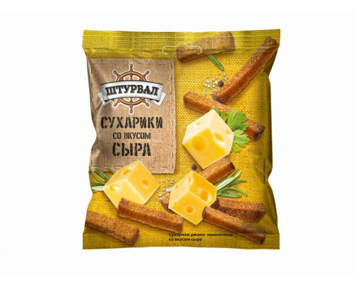 Сухарики ржано-пшеничные ШТУРВАЛ со вкусом сыра, Россия, 40г