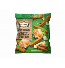 Сухарики ржано-пшеничные ШТУРВАЛ со вкусом холодца с хреном, Россия, 40г