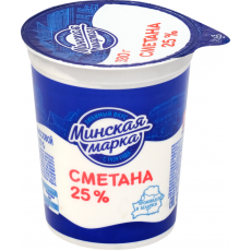Сметана Минская Марка м.д.ж.25 % пл/б БЗМЖ, Беларусь, 380г