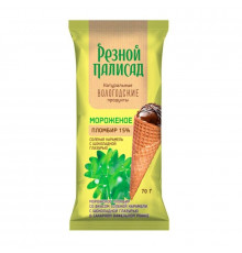 Мороженое Резной Палисад Пломбир со вкусом солёной карамели c шоколадной глазурью в сахарном вафельном рожке 15% ГОСТ.БЗМЖ, Россия, 70г