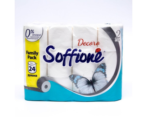 Бумага туалетная Soffione Family Pack 24 рулона 2-х слойная, Россия