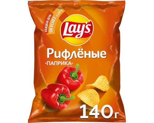 Чипсы картофельные LAY'S Паприка,рифленые, Россия, 140г