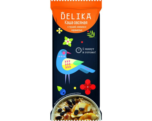 Каша овсяная DELIKA с грушей, изюмом и карамелью, Россия, 40г
