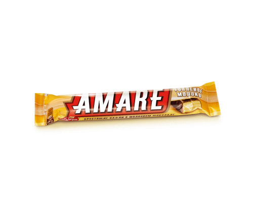 Конфета вафельная ПОБЕДА AMARE с начинкой со вкусом топлёного молока в молочном шоколаде, Россия, 45г