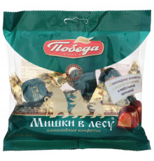Конфеты шоколадные ПОБЕДА ВКУСА Мишки в лесу с начинкой и вафельной крошкой, Россия, 200г
