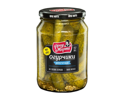Огурцы ФРАУ МАРТА  Аппетитные маринованные, Россия, 680г