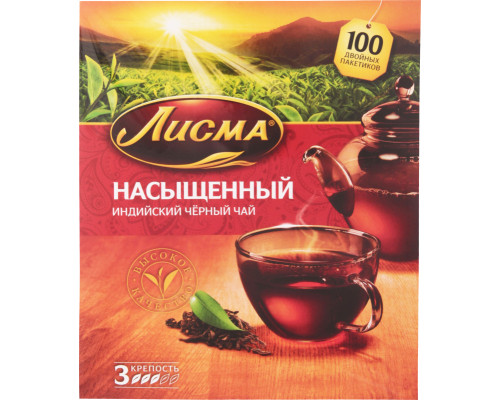 Чай ЛИСМА индийский черный байховый, Россия, 180г (100*1,8г)